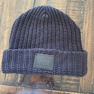 Love your melon, black, thick knit, slouch beanie